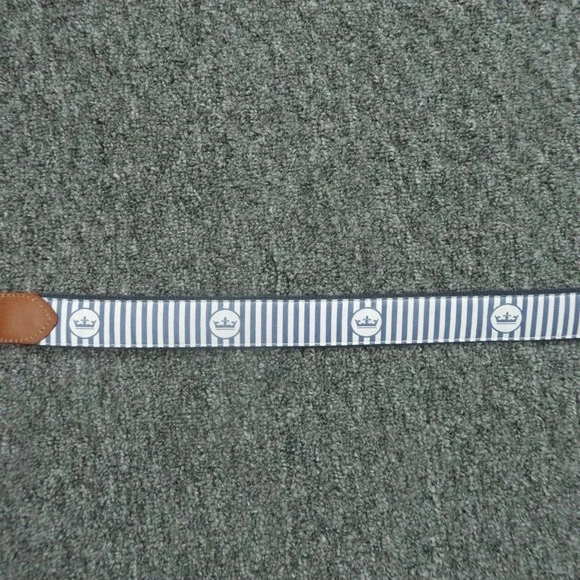 Peter Millar Belt Mens 36 Blue Brown Leather Needlepoint Blue Footed Booby - Picture 6 of 9